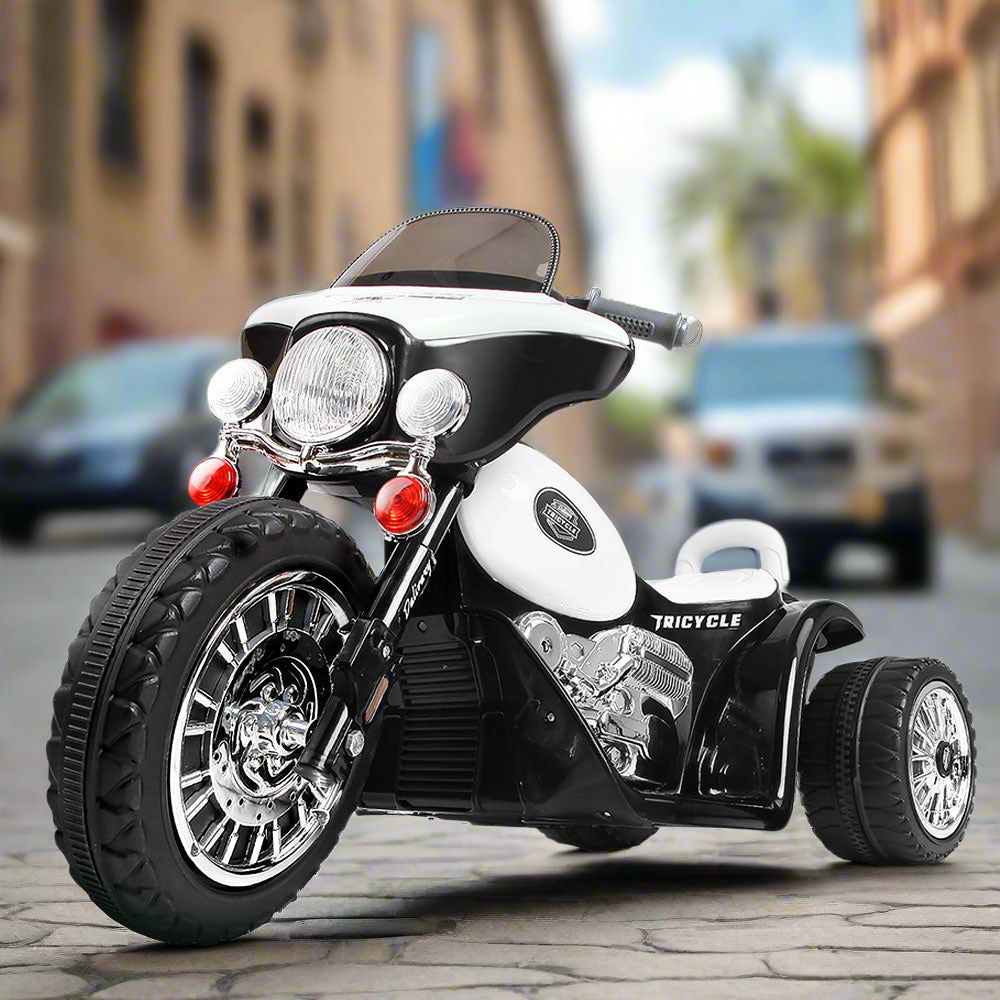 Rigo Kids Electric Ride On Patrol Police Car Harley-Inspired 6V Black