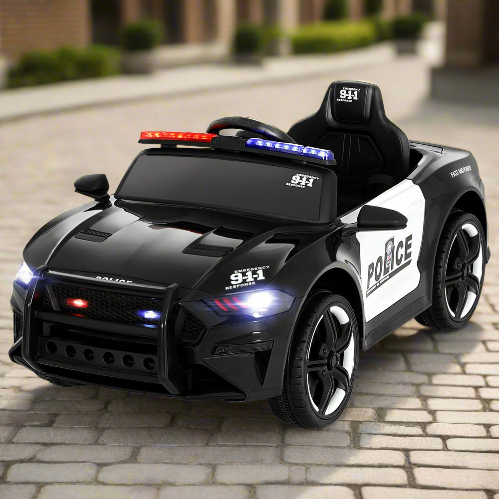 Rigo Kids Ride On Car Electric Patrol Police Cars Battery Powered Toys 12V Black