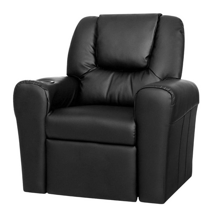 Mini Luxe Keezi Kids Recliner Chair PU Leather Sofa Lounge Couch Children Armchair Black