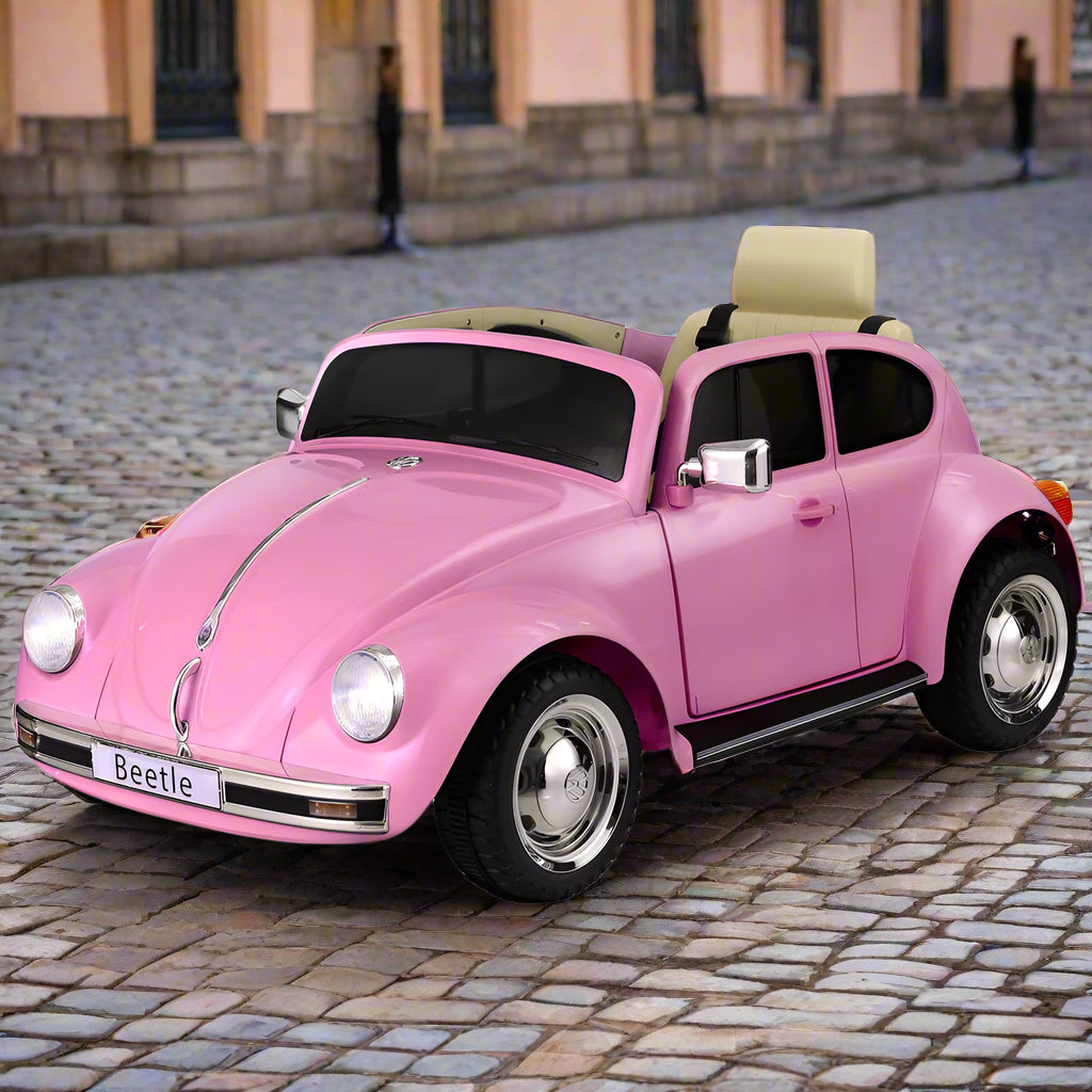 Kids Ride On Car Licensed Volkswagen Beetle Electric Toys Horn Remote 6V Pink