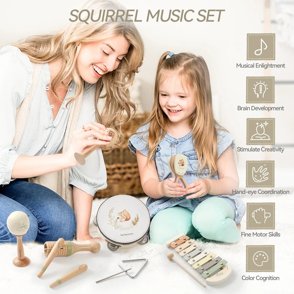 Squirrel Maracas Montessori Musical Instrument