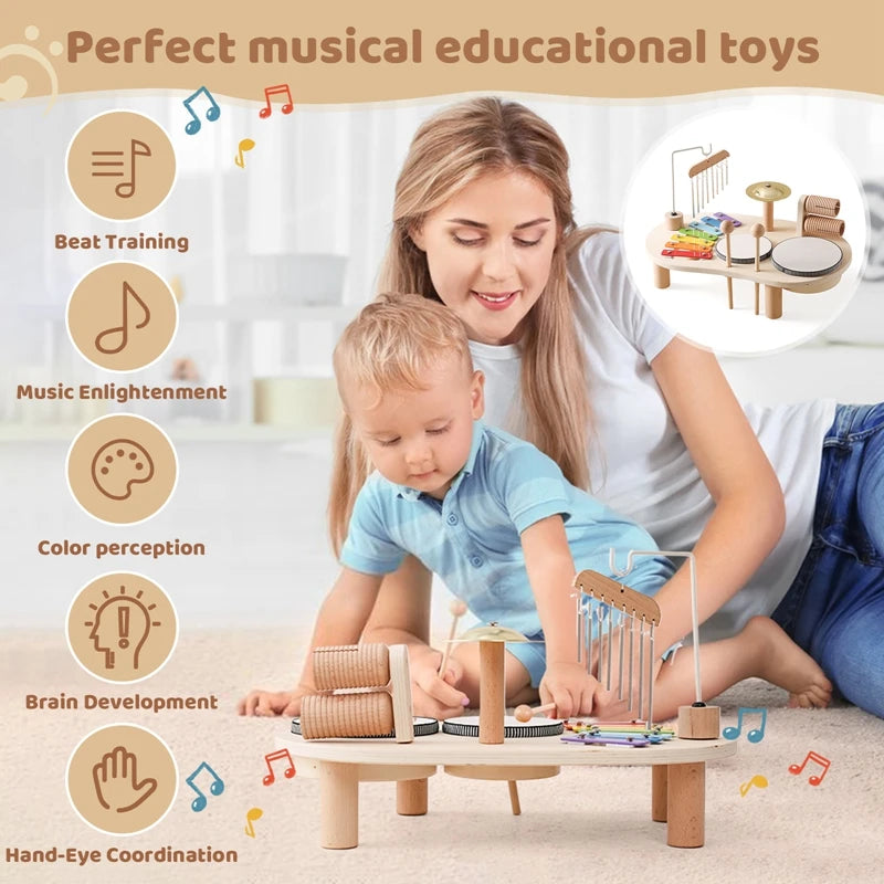 Montessori Wooden Aeolian Bells Percussion Station