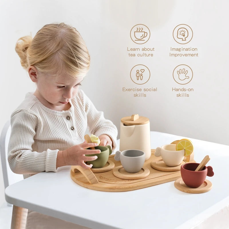 Wooden and Silicone Tea Set