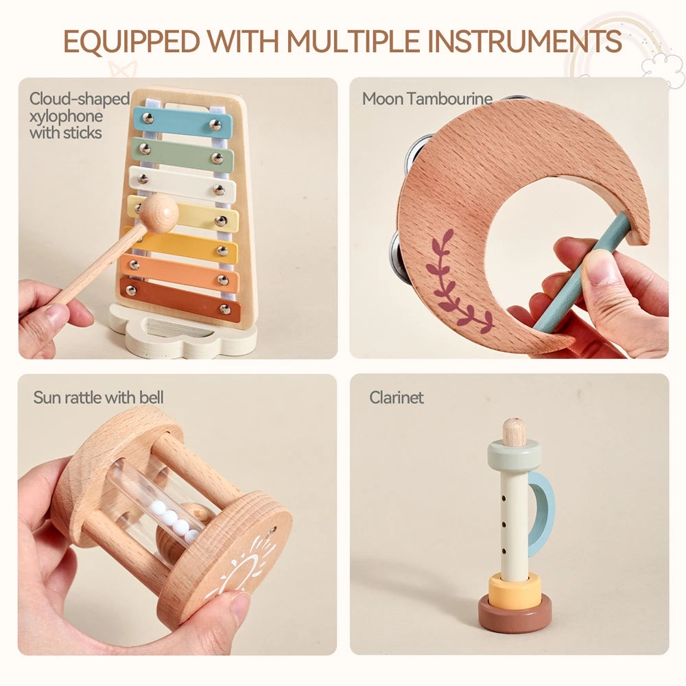 Moon Mini Tamborine Montessori Musical Instrument