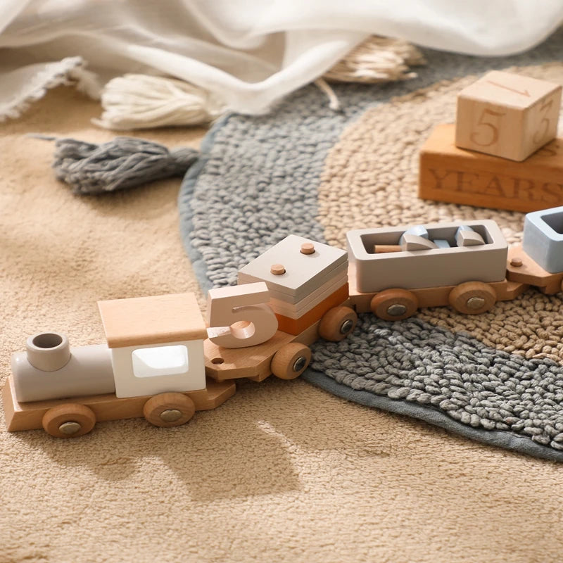 Wooden Train Montessori Toy with Numbers