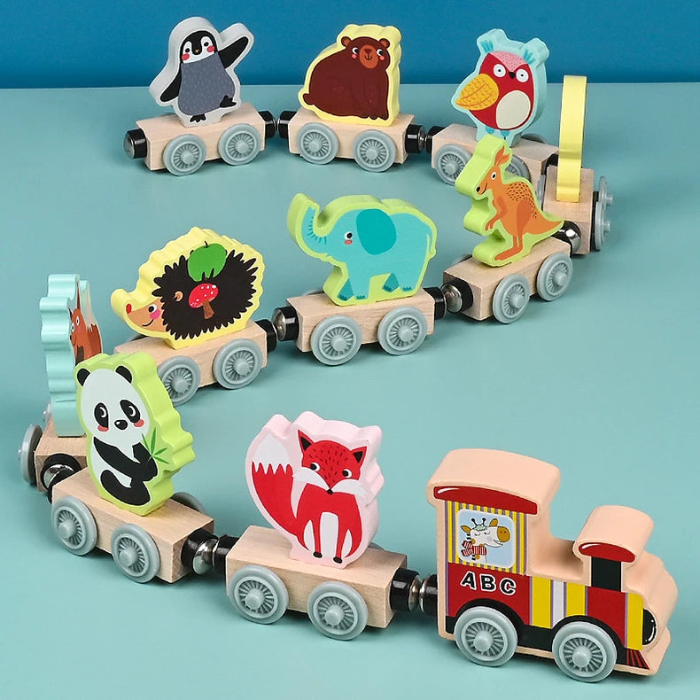Montessori Magnetic Wooden Animal Train Toy