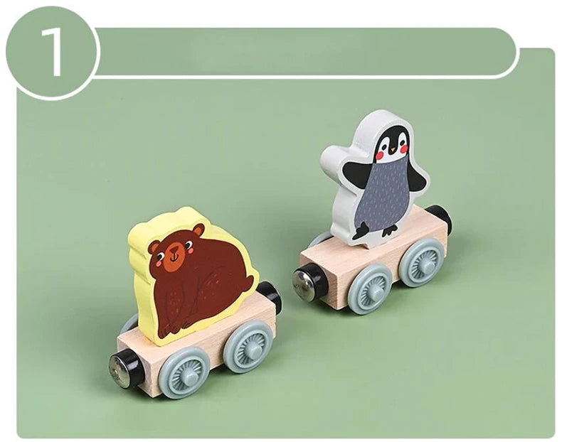 Montessori Magnetic Wooden Animal Train Toy