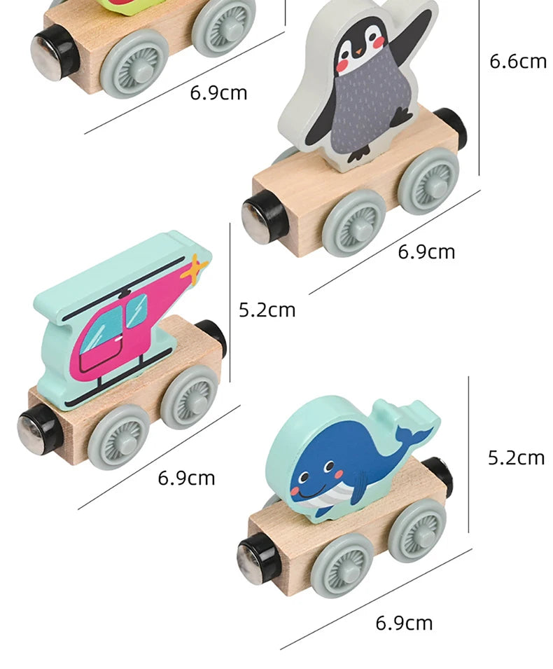Montessori Magnetic Wooden Animal Train Toy