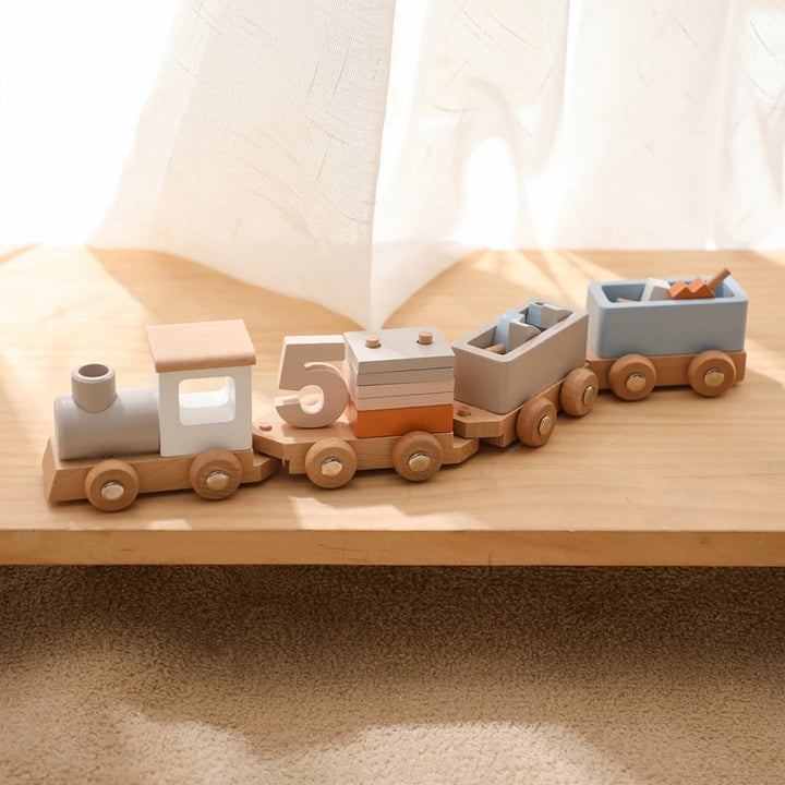 Wooden Train Montessori Toy with Numbers