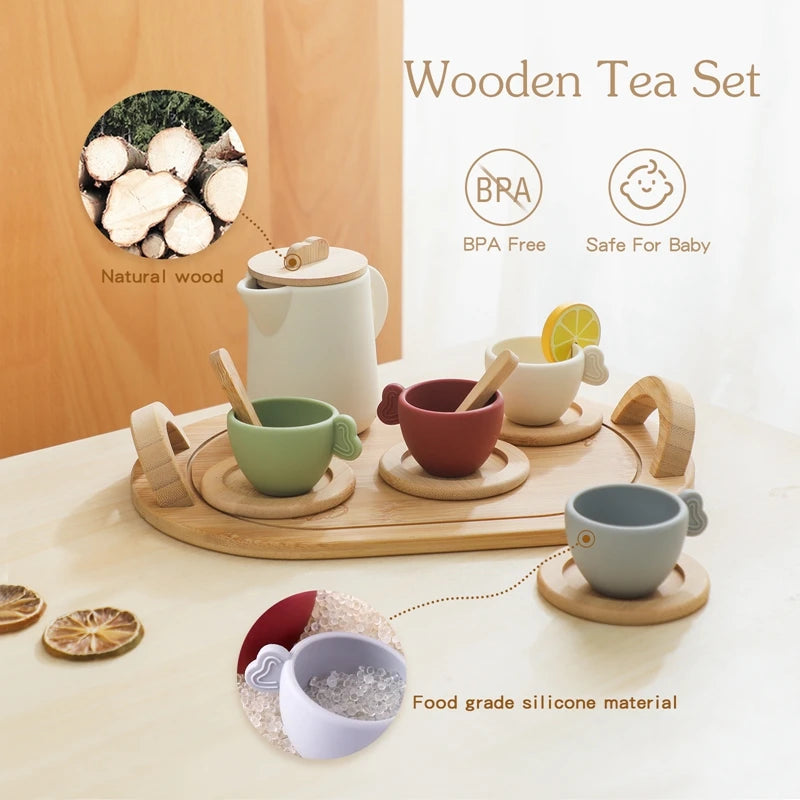 Wooden and Silicone Tea Set