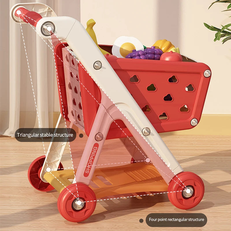 Shopping Cart with Groceries - Red