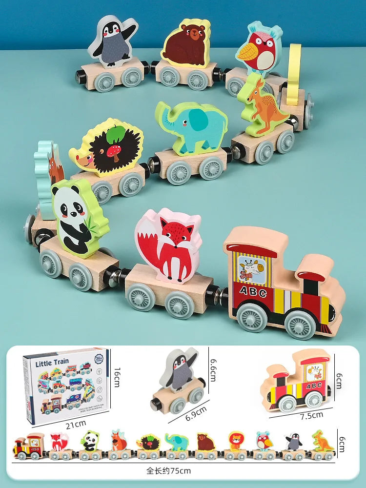 Montessori Magnetic Wooden Animal Train Toy
