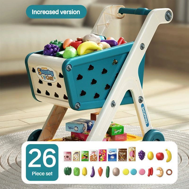 Shopping Cart with Groceries - Blue