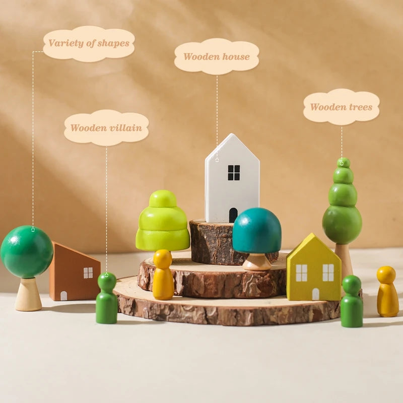 Montessori Wooden Stacking Toy - Forest