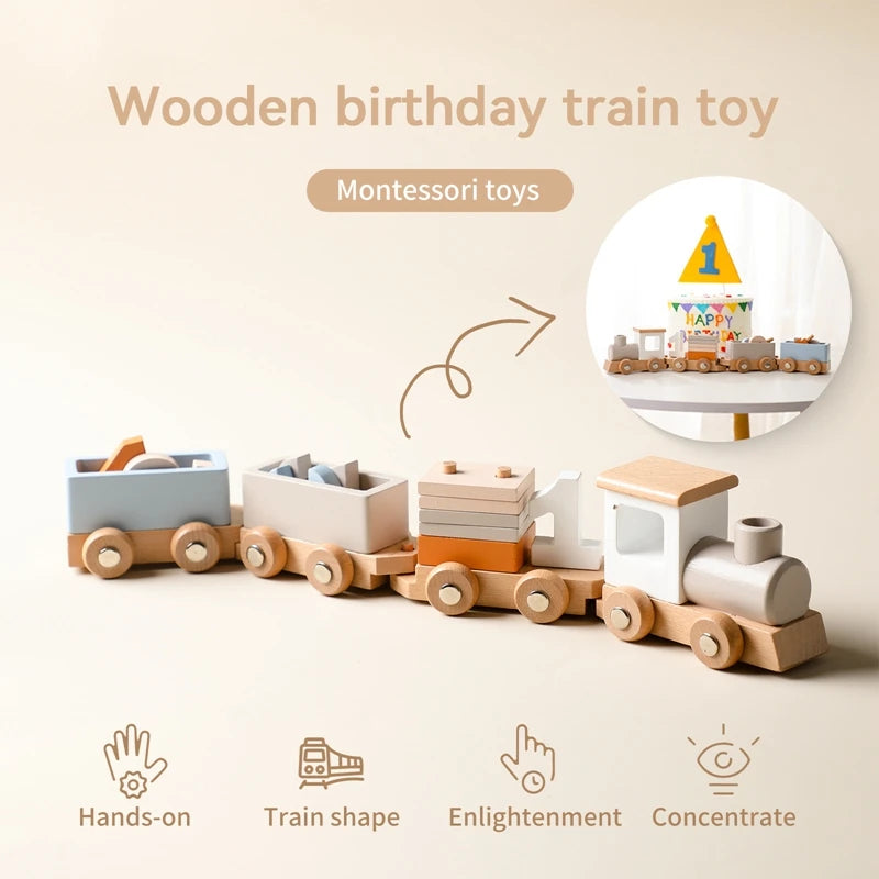 Wooden Train Montessori Toy with Numbers