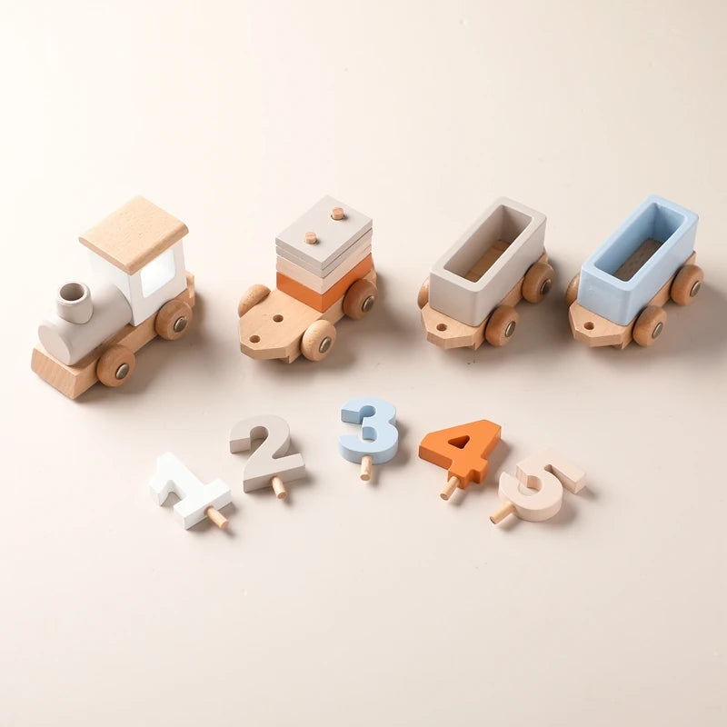 Wooden Train Montessori Toy with Numbers