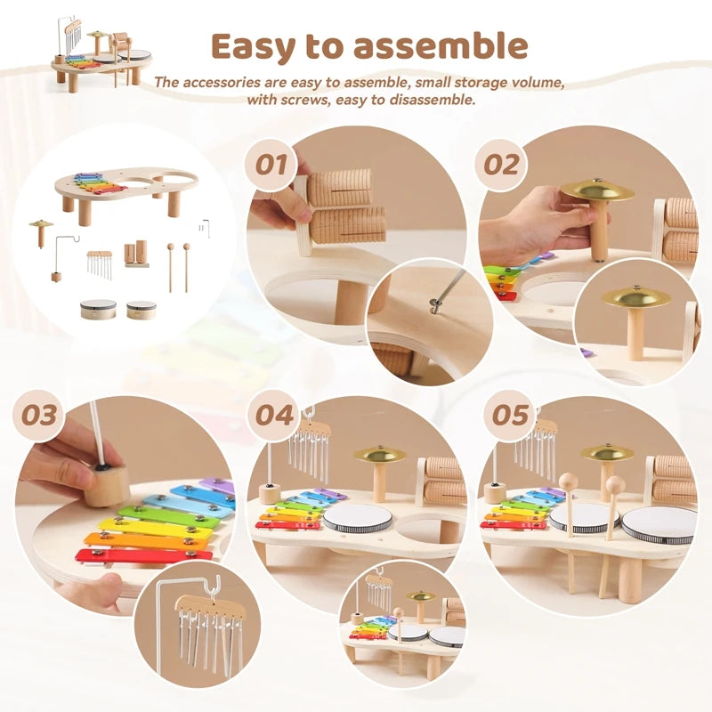 Montessori Wooden Aeolian Bells Percussion Station