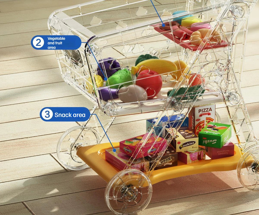 Shopping Cart with Groceries - Red