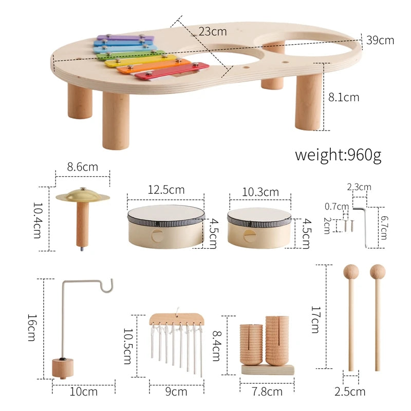 Montessori Wooden Aeolian Bells Percussion Station