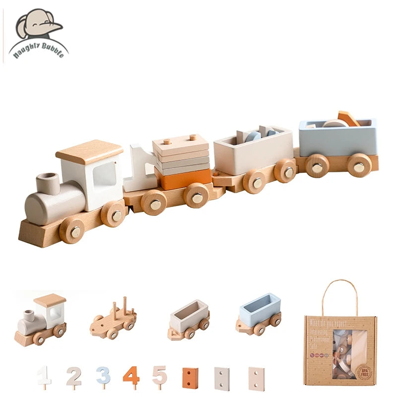 Wooden Train Montessori Toy with Numbers