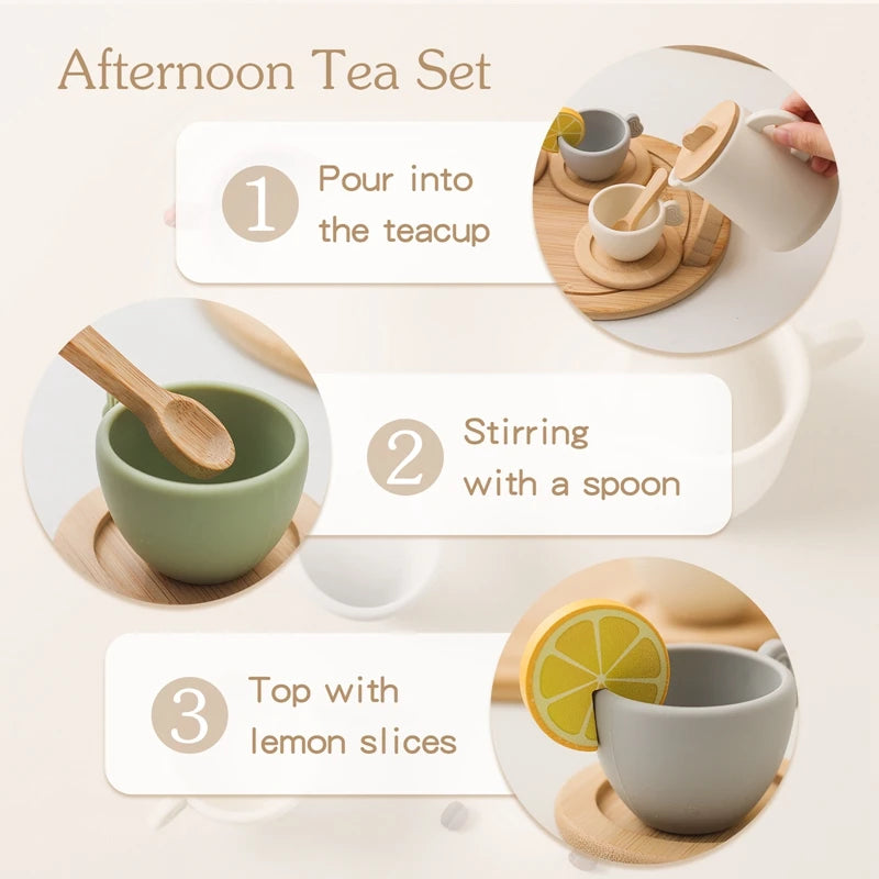 Wooden and Silicone Tea Set