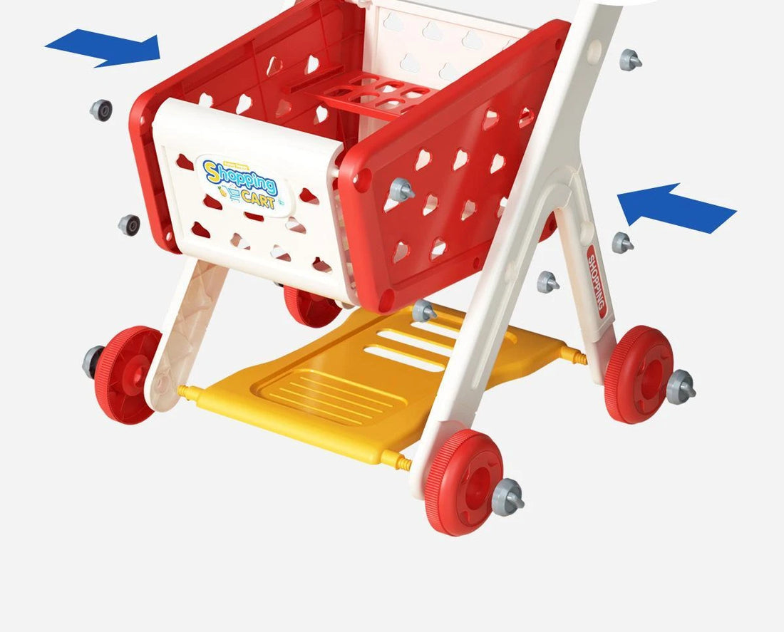 Shopping Cart with Groceries - Red