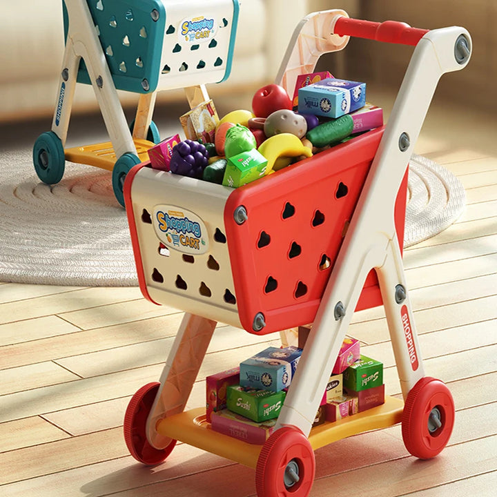 Shopping Cart with Groceries - Red