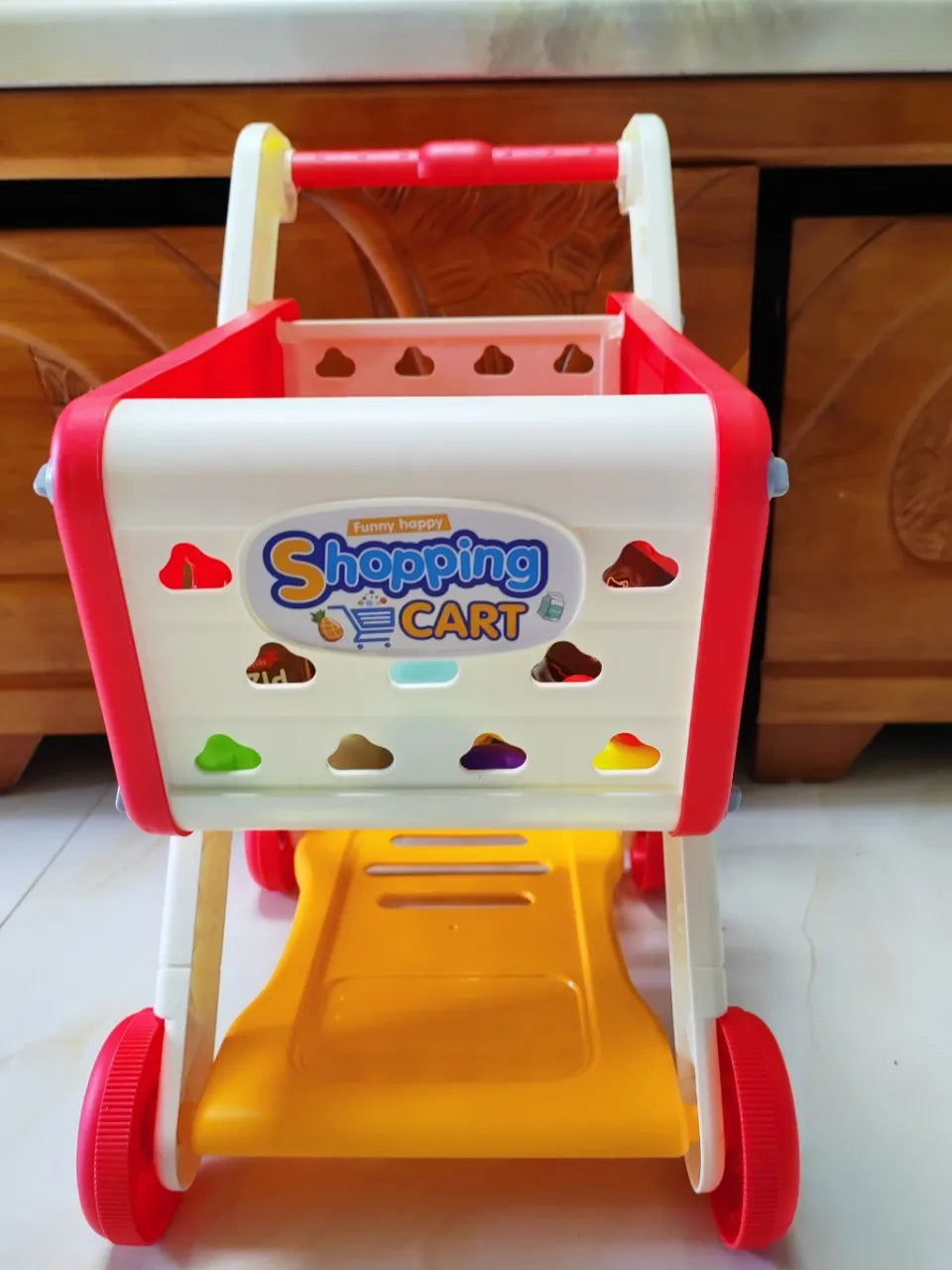 Shopping Cart with Groceries - Red