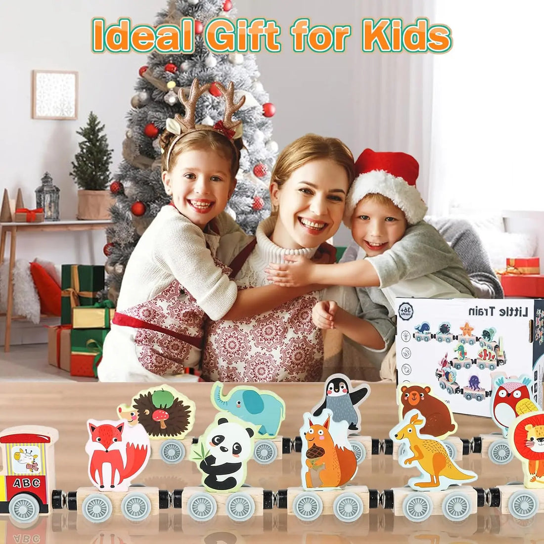 Montessori Magnetic Wooden Animal Train Toy