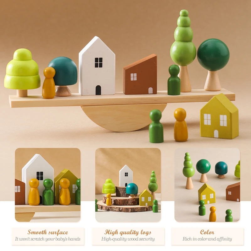 Montessori Wooden Stacking Toy - Forest