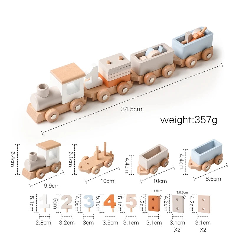 Wooden Train Montessori Toy with Numbers