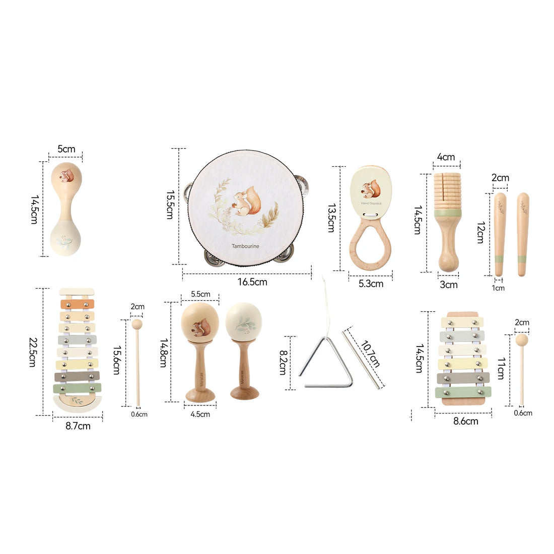 Squirrel Maracas Montessori Musical Instrument