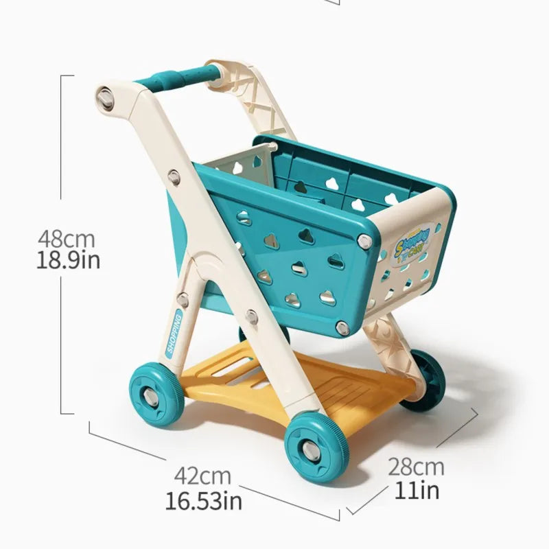 Shopping Cart with Groceries - Blue