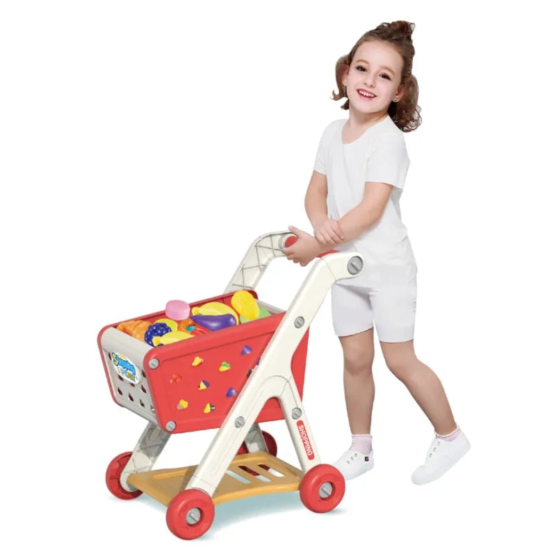 Shopping Cart with Groceries - Red