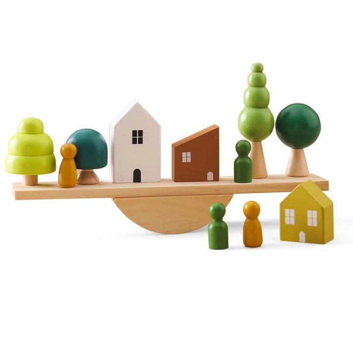 Montessori Wooden Stacking Toy - Houses
