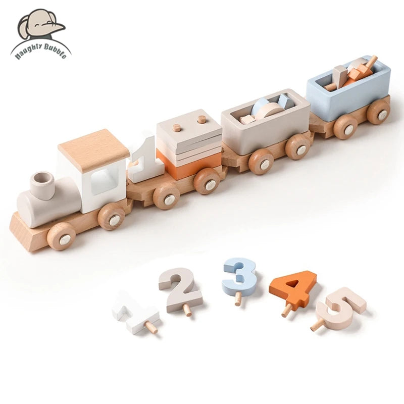 Wooden Train Montessori Toy with Numbers