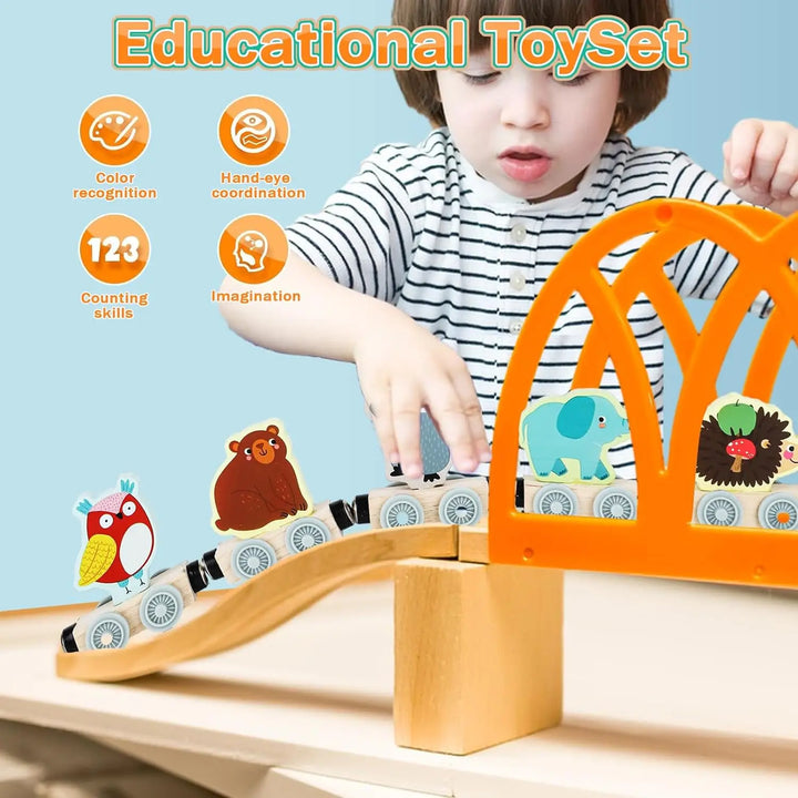 Montessori Magnetic Wooden Animal Train Toy