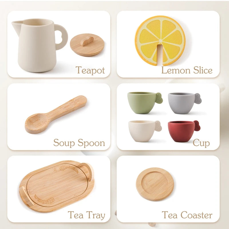 Wooden and Silicone Tea Set