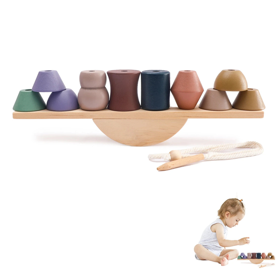 Montessori Wooden Stacking Toy - Forest