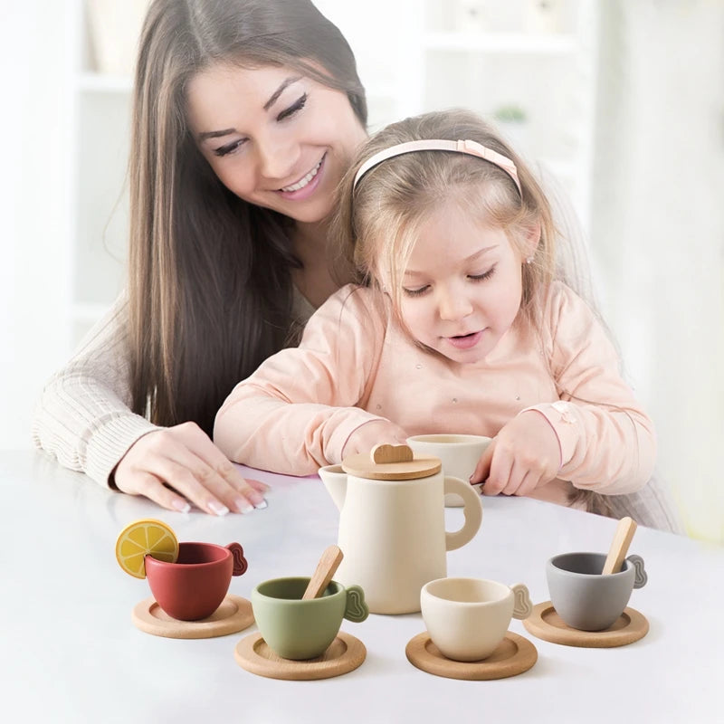 Wooden and Silicone Tea Set