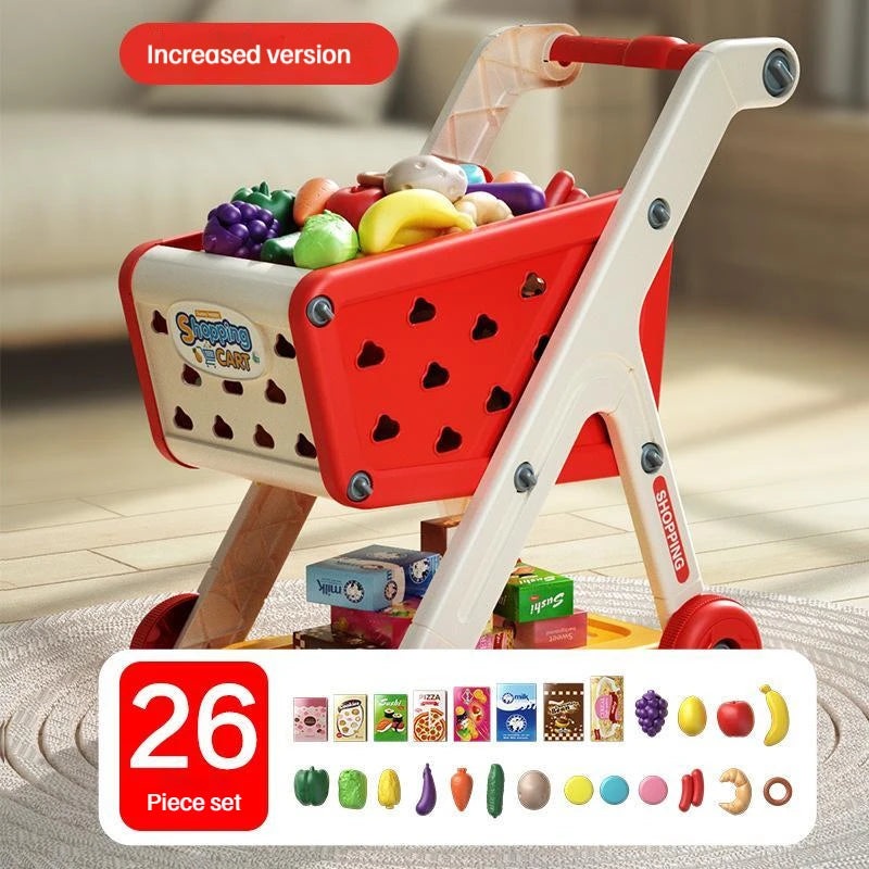 Shopping Cart with Groceries - Red