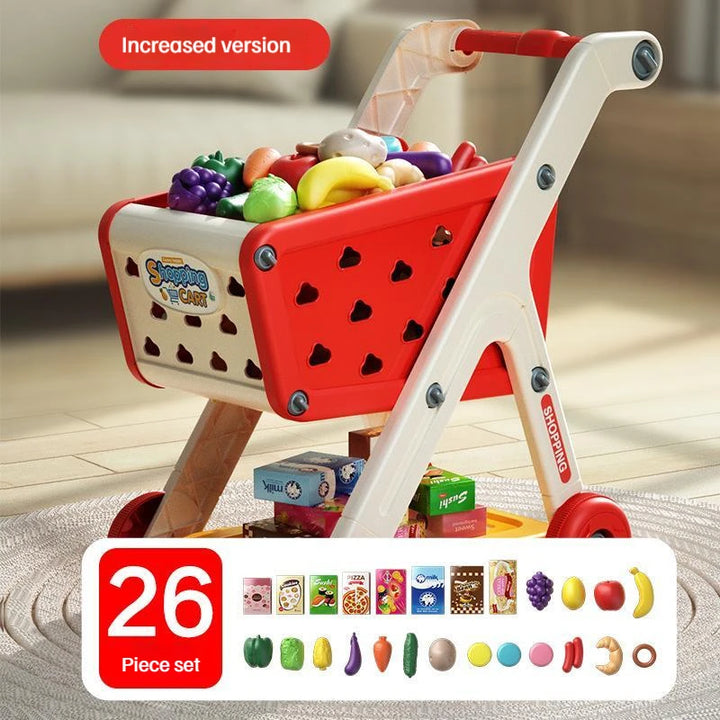 Shopping Cart with Groceries - Red