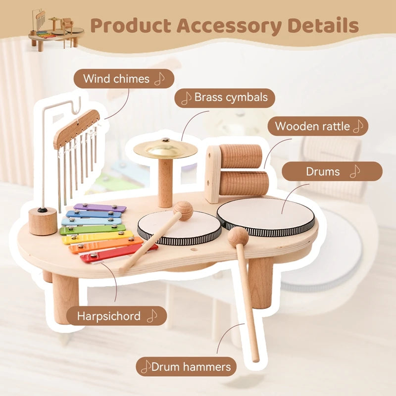 Montessori Wooden Aeolian Bells Percussion Station