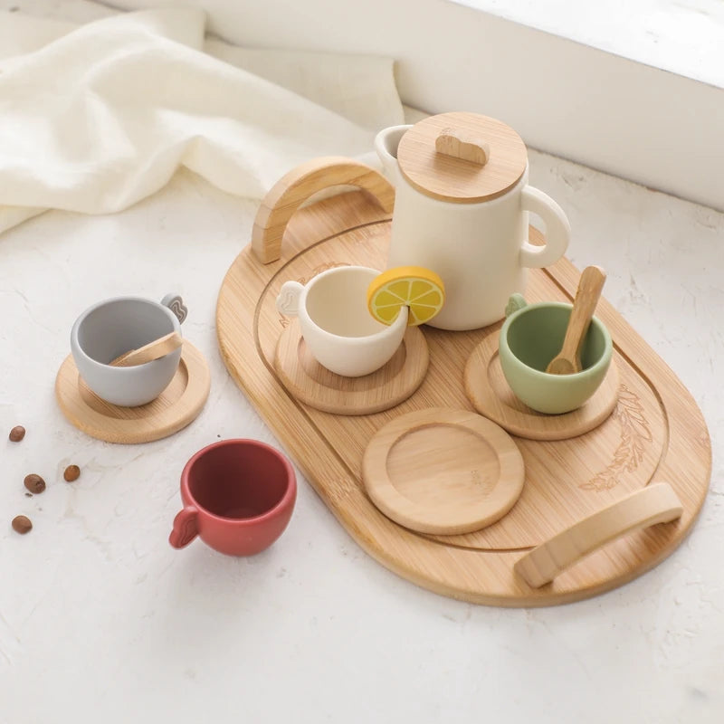 Wooden and Silicone Tea Set