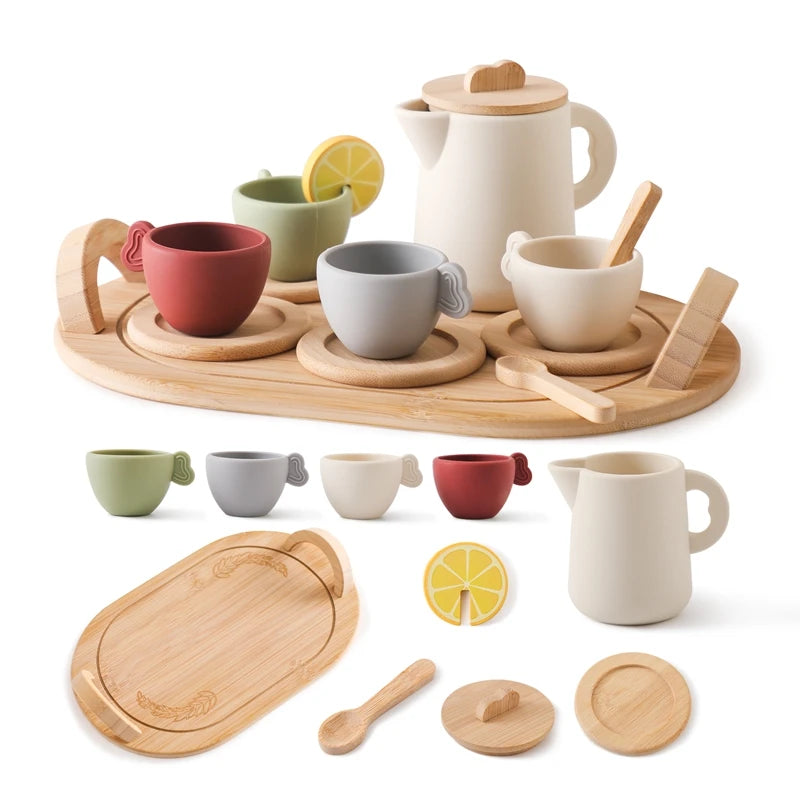 Wooden and Silicone Tea Set