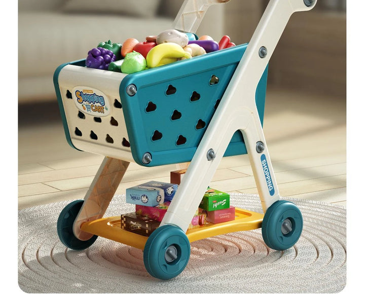 Shopping Cart with Groceries - Blue