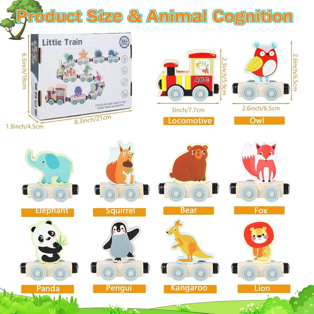 Montessori Magnetic Wooden Animal Train Toy