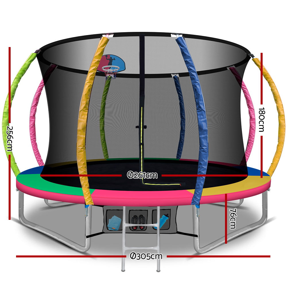 Everfit Trampoline for Kids 10FT with Ladder Enclosure Safety Net Rebounder Colors