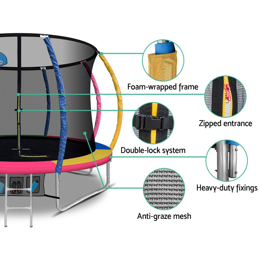 Everfit Trampoline for Kids 10FT with Ladder Enclosure Safety Net Rebounder Colors
