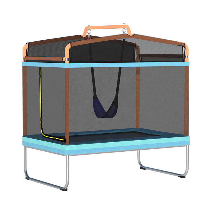 Everfit Trampoline for Kids 6FT Rectangle with Swing Enclosure Safety Net Orange